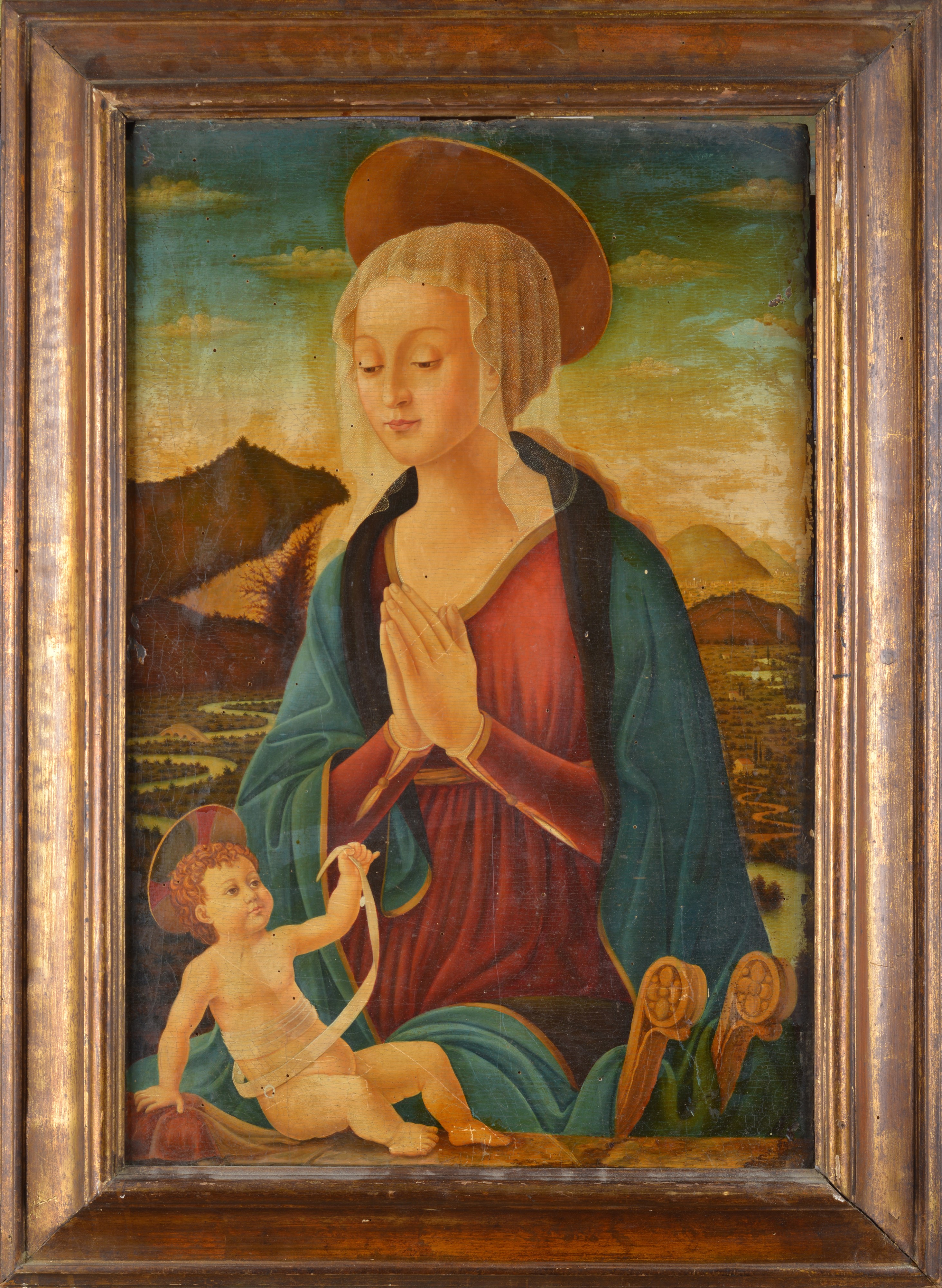 Anonimo, XIX Sec. - Anonimo, Madonna col Bambino, olio su tavola