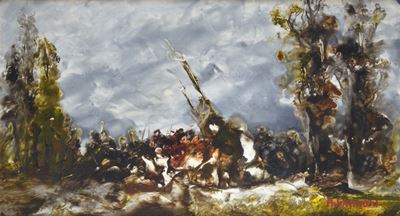Battaglia, olio su tela