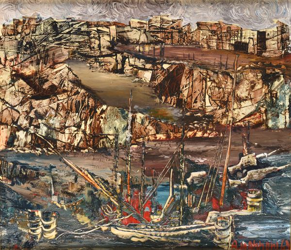 Alfredo Nannoni - Paesaggio con barche