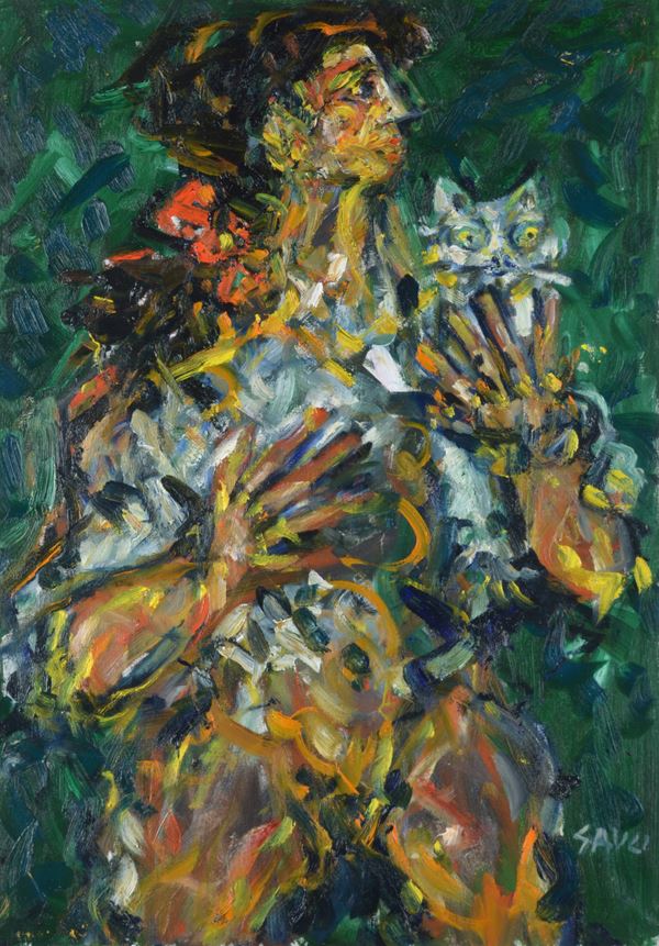 Piero Gauli - Figura con gatto