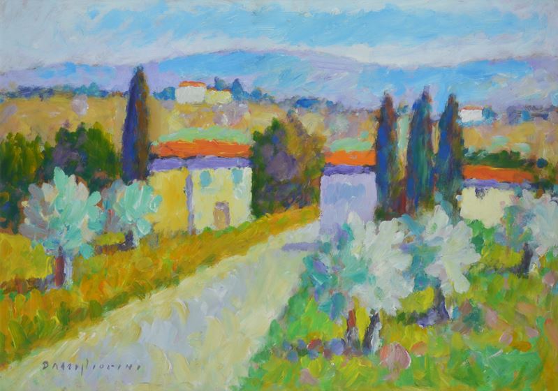 Dino Migliorini - Paesaggio - olio su faesite