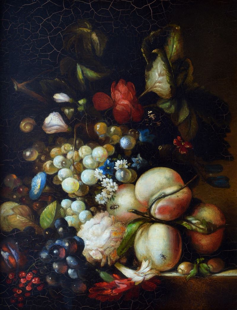 Natura morta con fiori e frutta