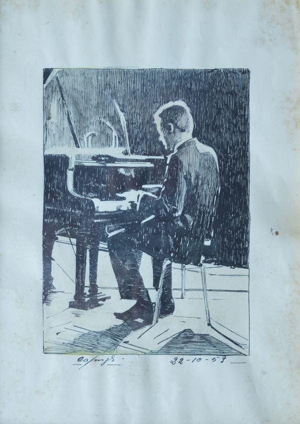 Anonimo, XX sec. - Suonatore di piano