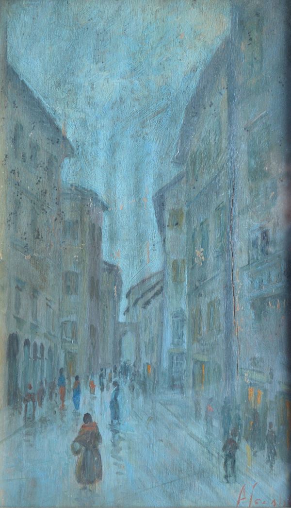 Anonimo, XIX sec. - Strada con figure