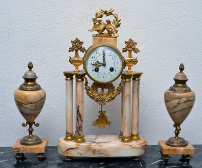 Orologio in bronzo e marmo, XIX secolo