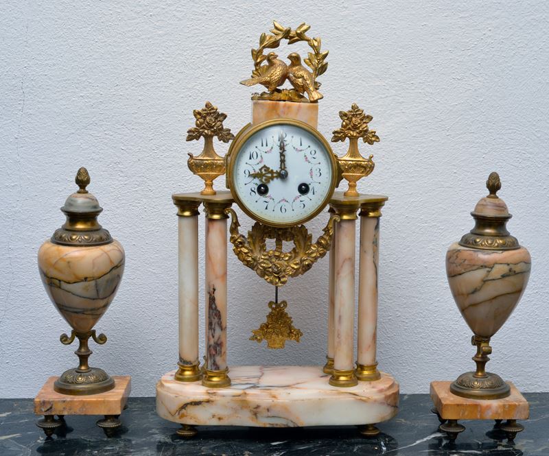 Orologio in bronzo e marmo, XIX secolo