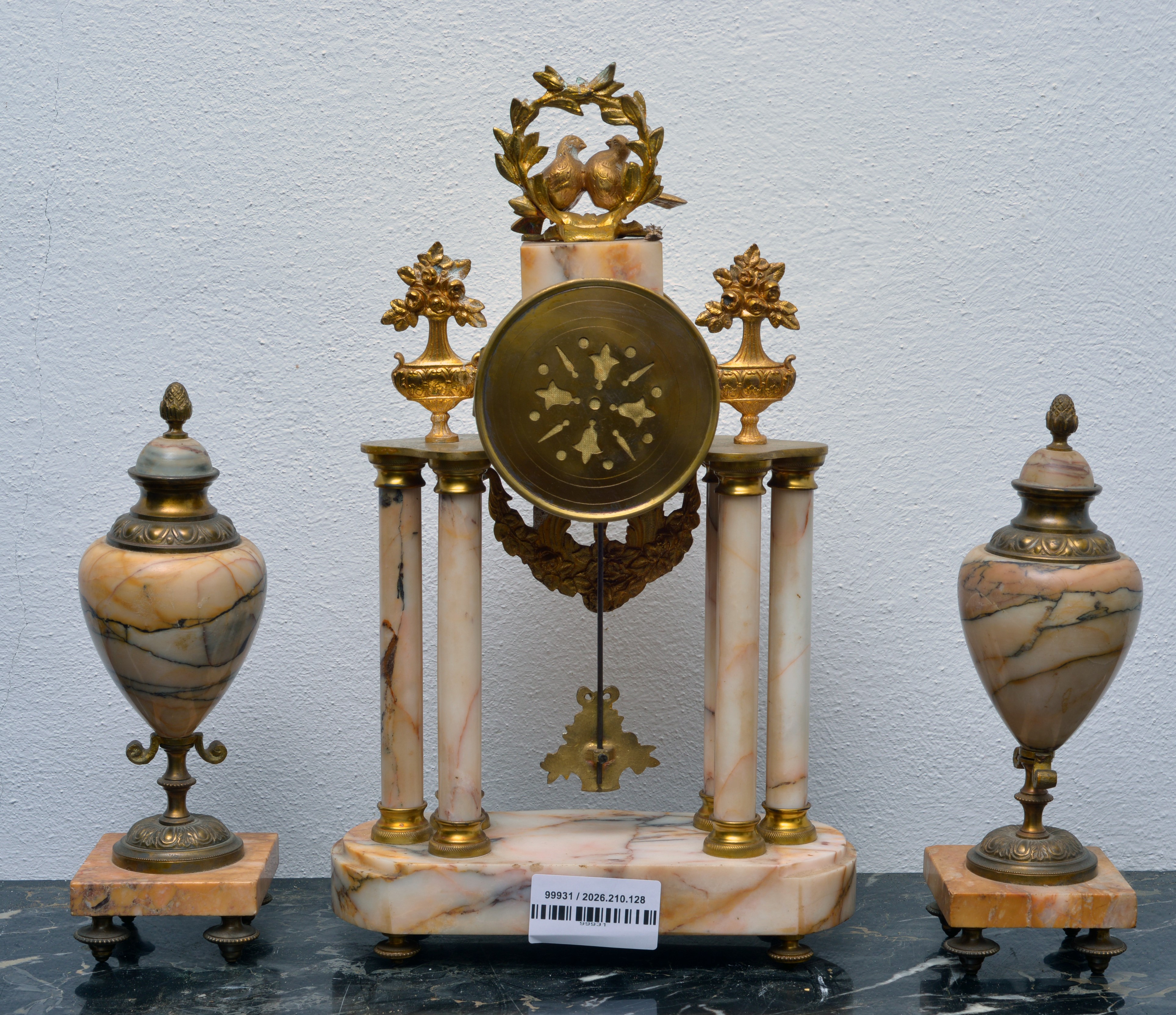 Orologio in bronzo e marmo, XIX secolo