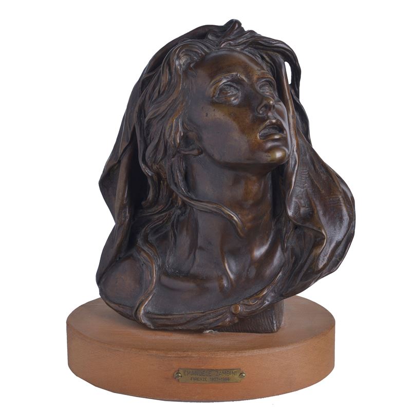 Emanuele Zambini - Scultura in bronzo su base in legno