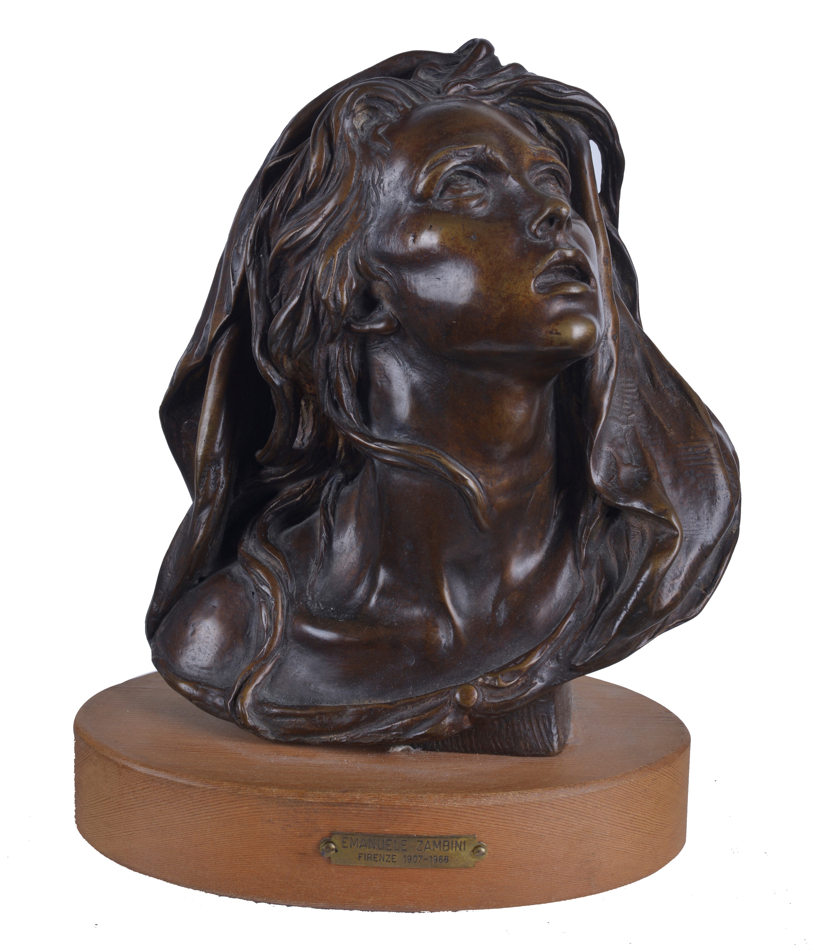 Emanuele Zambini - Scultura in bronzo su base in legno