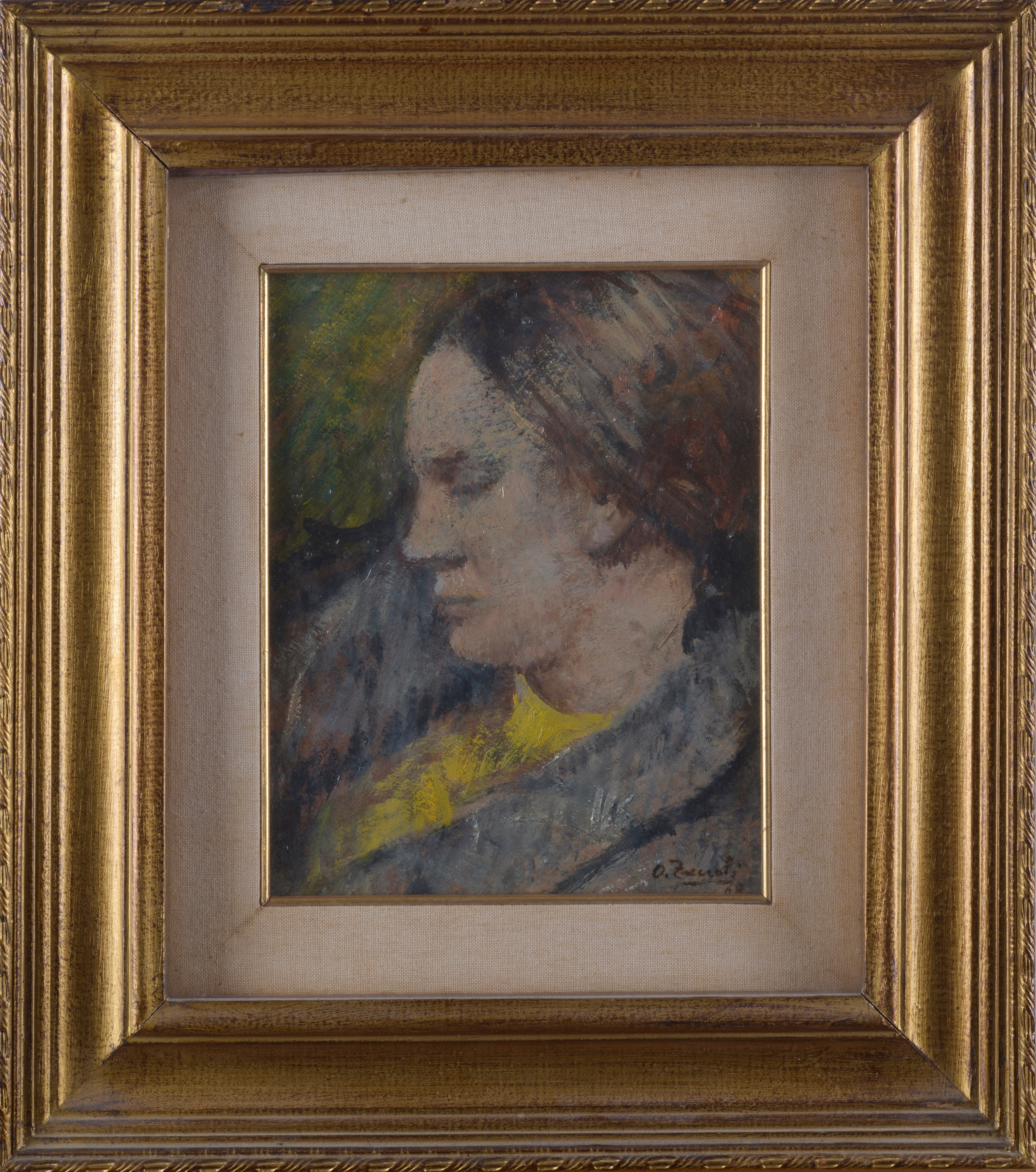 Oreste Zuccoli - Profilo di donna, olio su tela