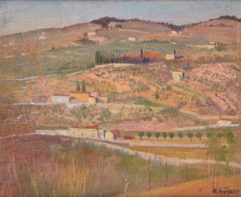 Christiaan Snijders - Paesaggio, olio su tela riportata su tavola