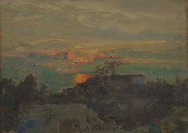 Attilio Pratella - Paesaggio al tramonto