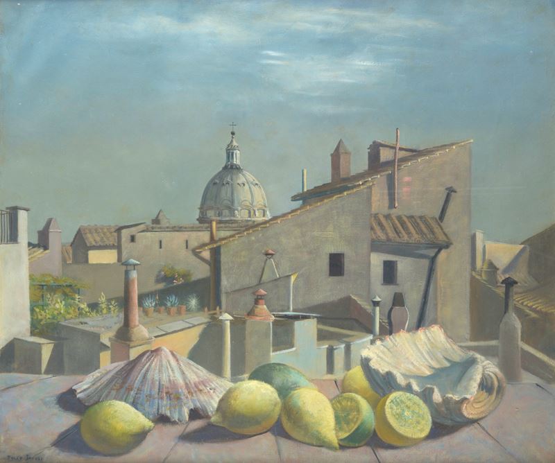 Natura morta con S. Pietro sullo sfondo