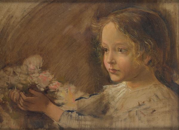 Attr. a Armando Spadini - Bambina con fiori