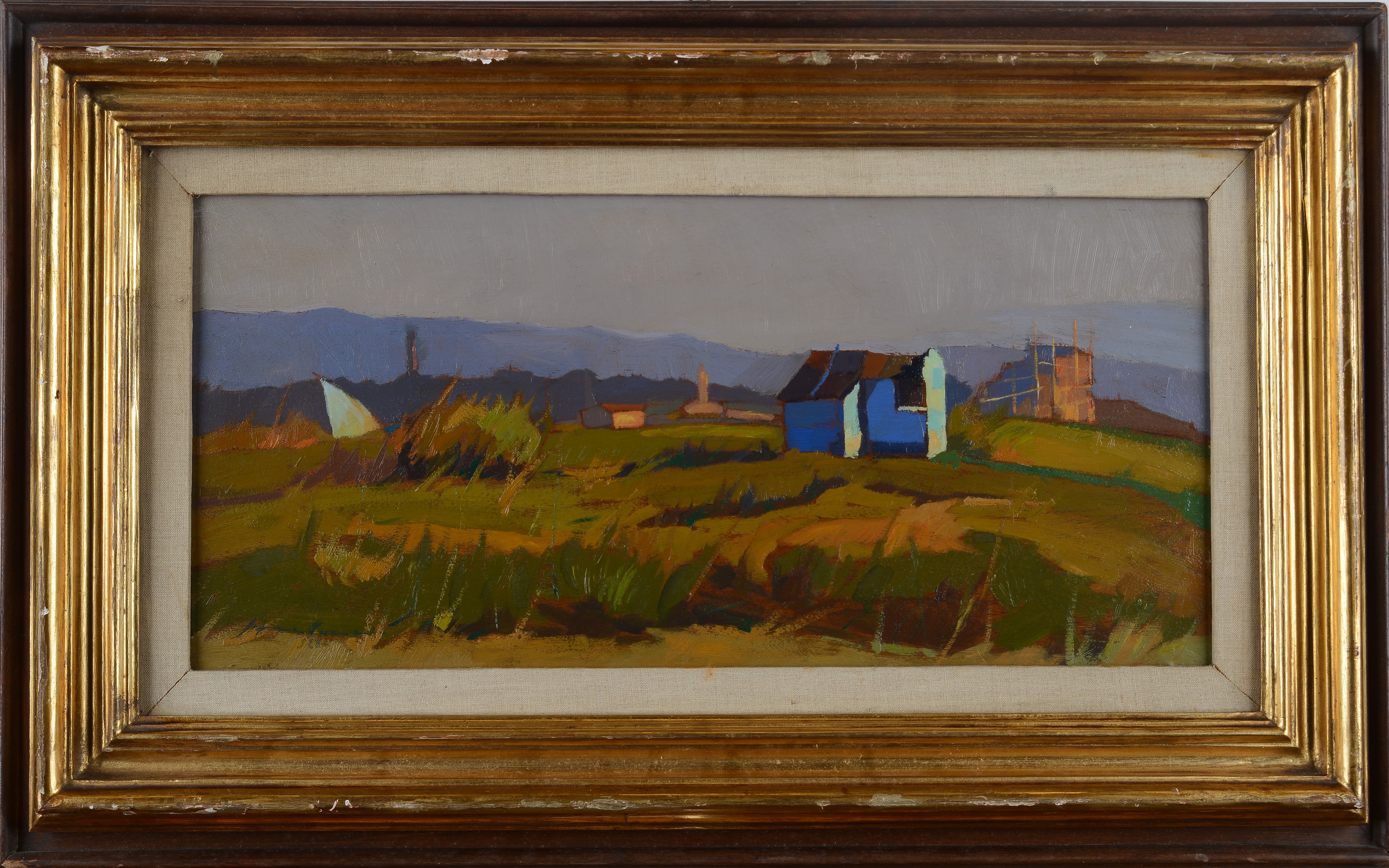 Beppe Guzzi - Paesaggio, olio su tavola