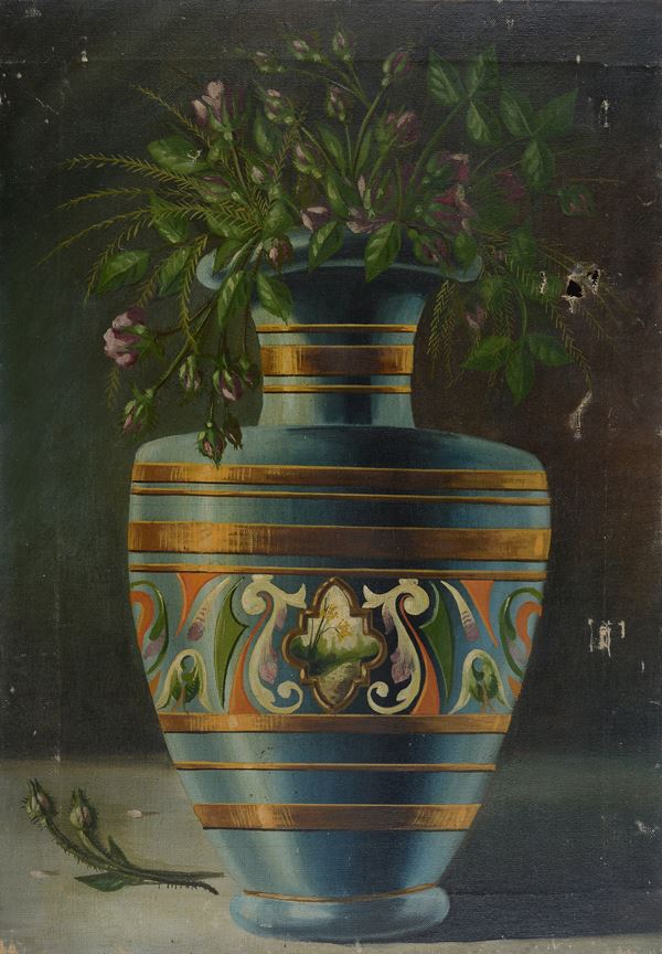 Anonimo, XIX - XX sec. - Vaso con rose