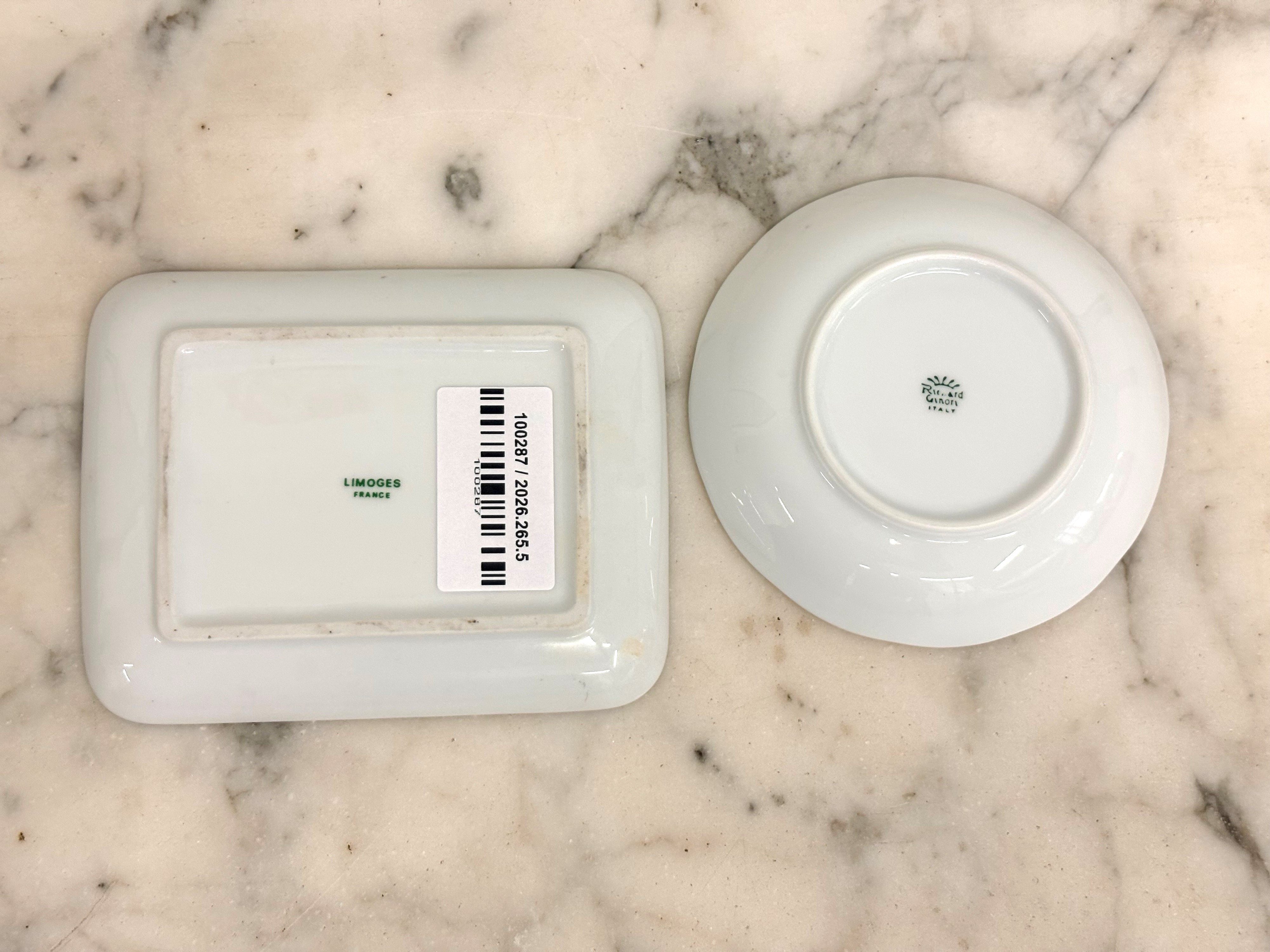 Limoges e Richard Ginori, Piattini decorativi con motivo natalizio e floreale, XX secolo