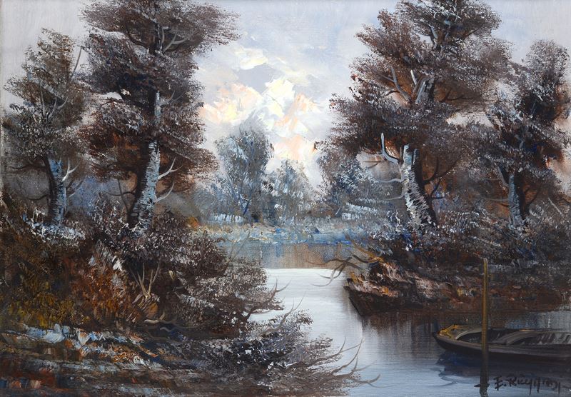Emilio Ricciardi - Paesaggio, olio su tela
