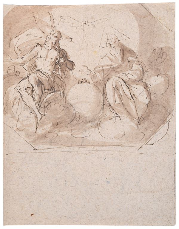 Scuola Napoletana, XVII sec. - Trinità (fronte) - Angelo e figura orante (retro)