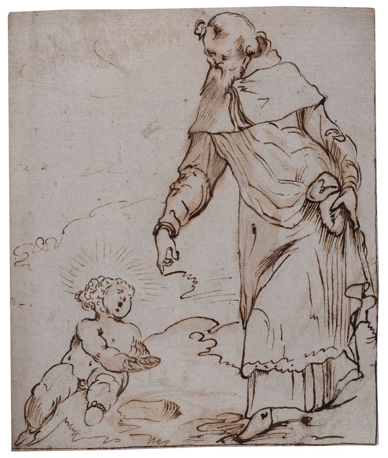 Anonimo, XVI - XVII Sec. - Anonimo, Sant'Agostino e il bambino sulla spiaggia
