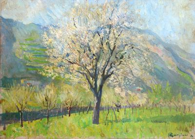 Paesaggio alberato, olio su tavola (1940)