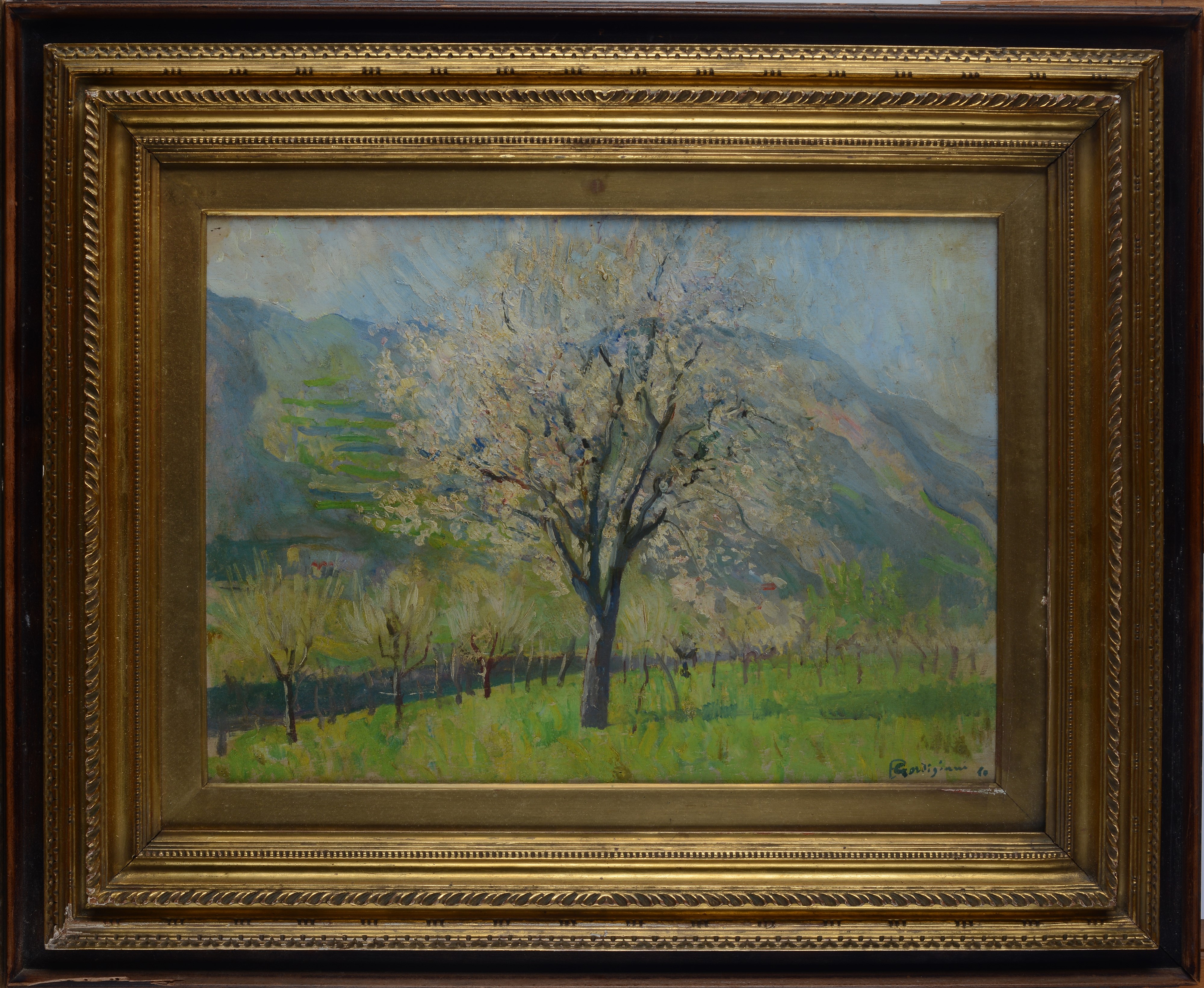 Eduardo Gordigiani - Paesaggio alberato, olio su tavola (1940)