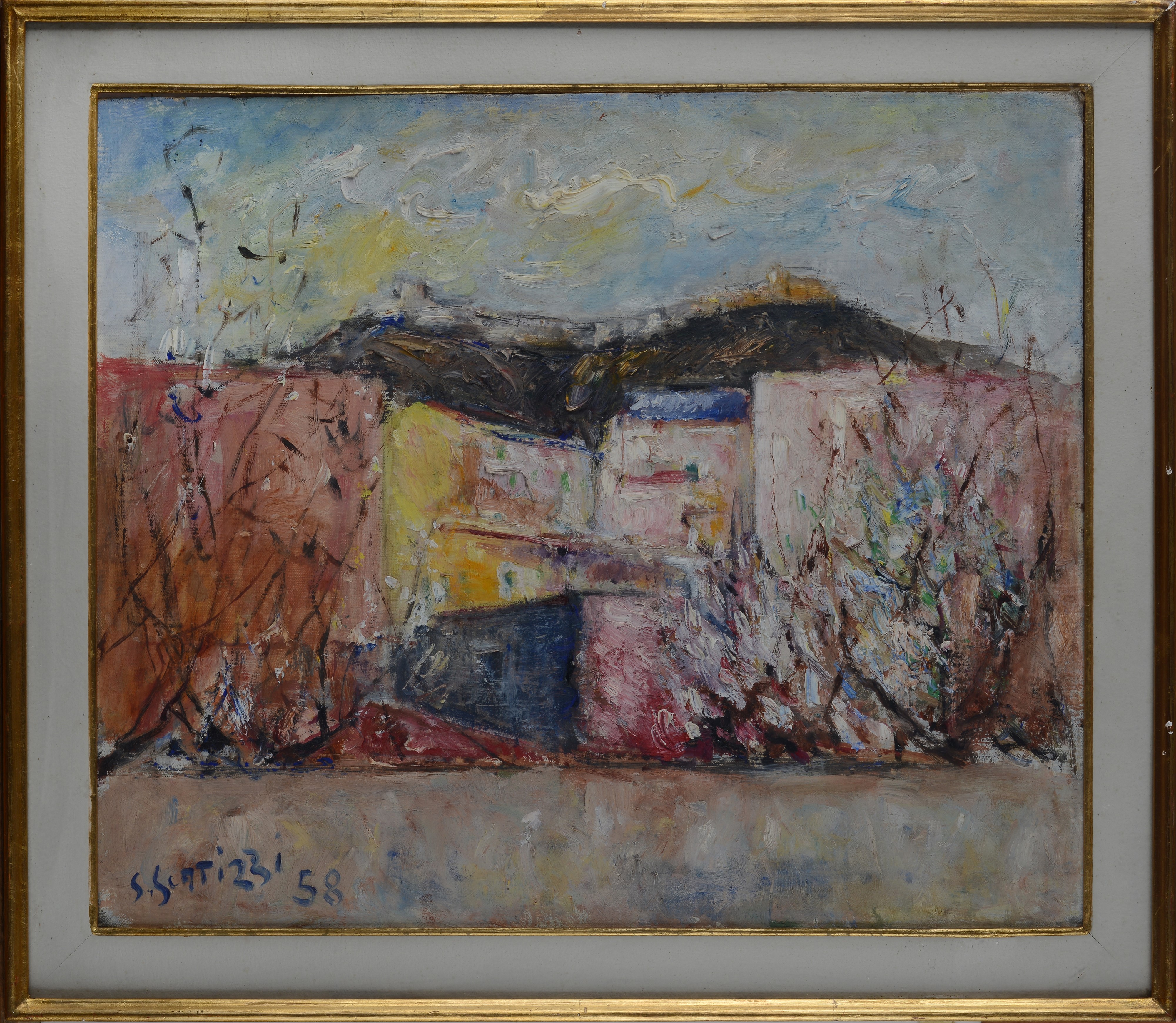 Sergio Scatizzi - Paesaggio, olio su tela su cartone (1958)