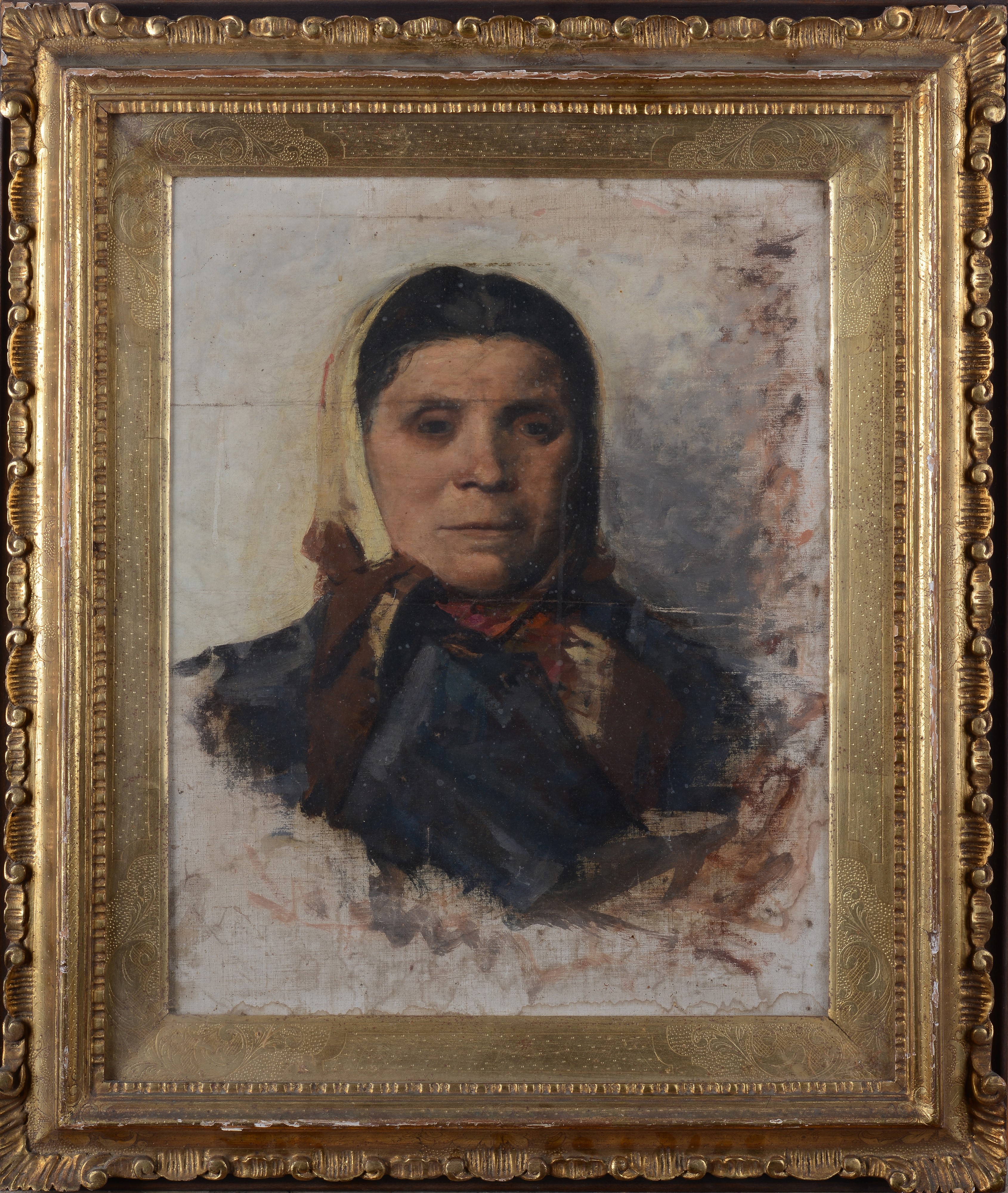 Anonimo, XIX Sec. - Anonimo XIX secolo, Signora con foulard