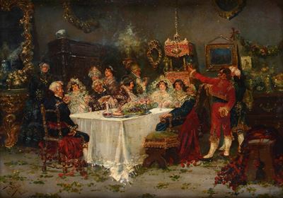 Banchetto nunziale in Catalogna, olio su tavola (1898)