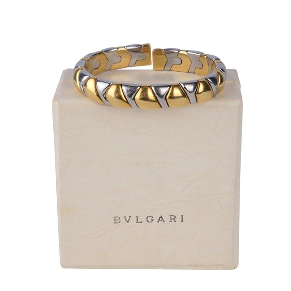 BVLGARI - Bracciale semi rigido maglia modulare "chevron"