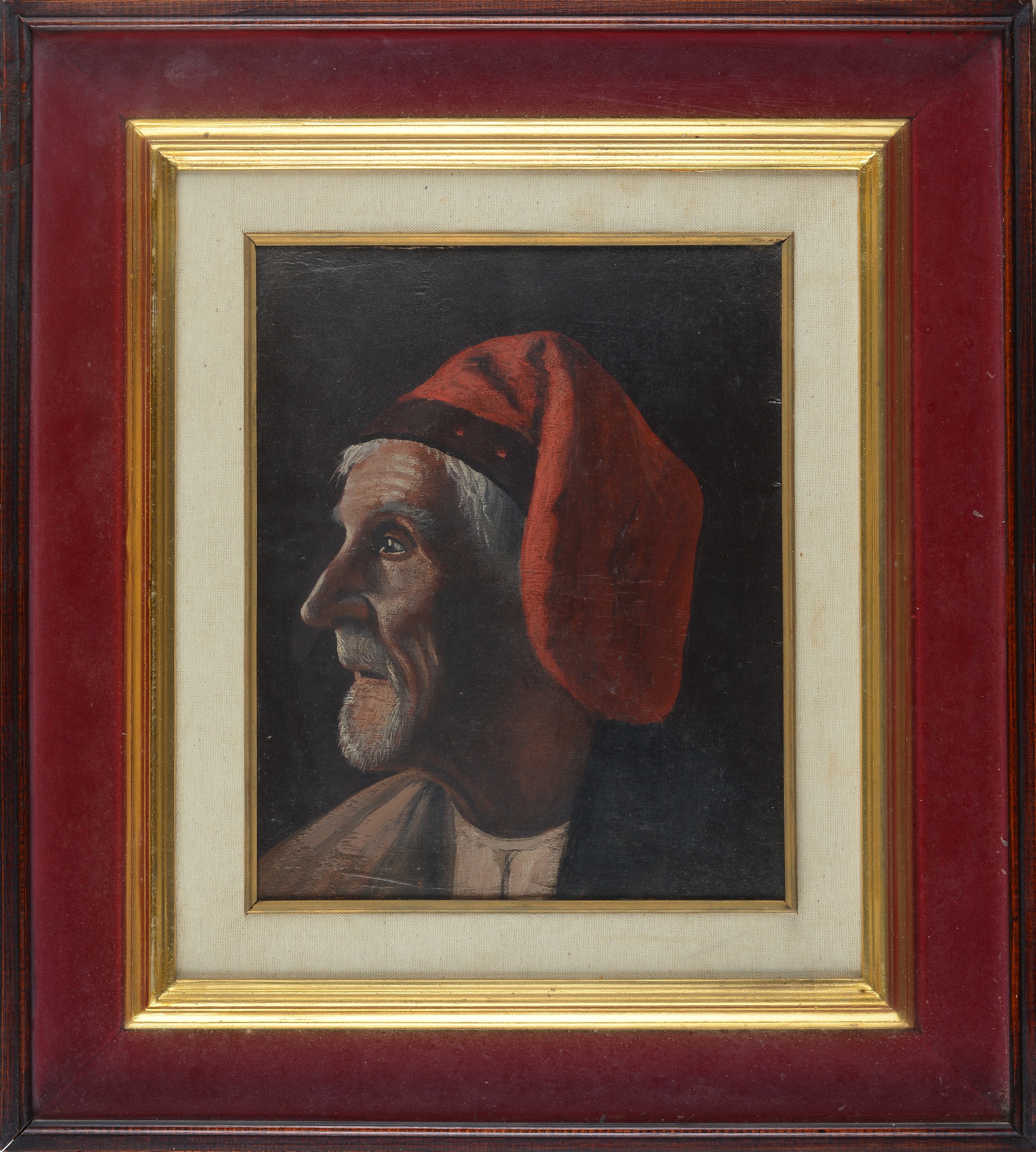 Anonimo, XIX Sec. - Anonimo XIX sec., Profilo di vecchio, olio su tavola