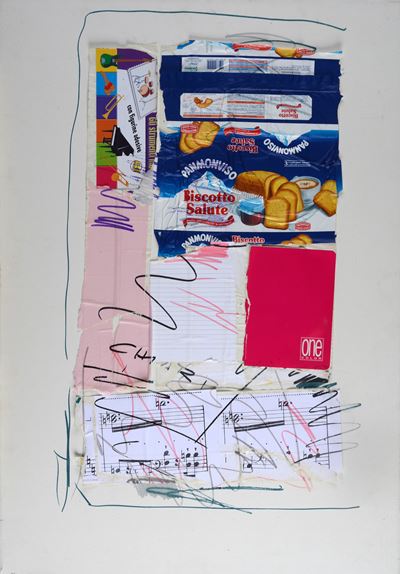 Senza titolo, tecnica mista e collage su tela