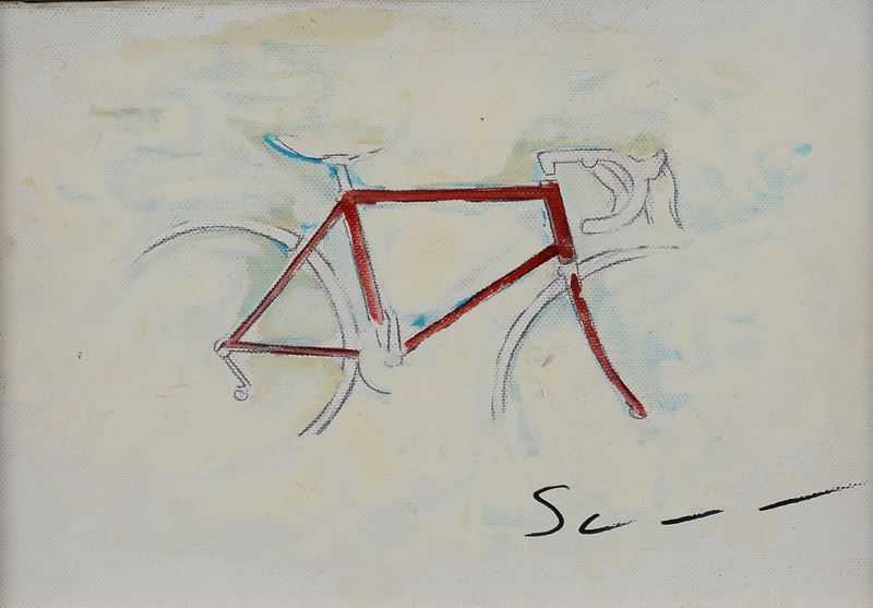 Mario Schifano - Bicicletta, olio su tela