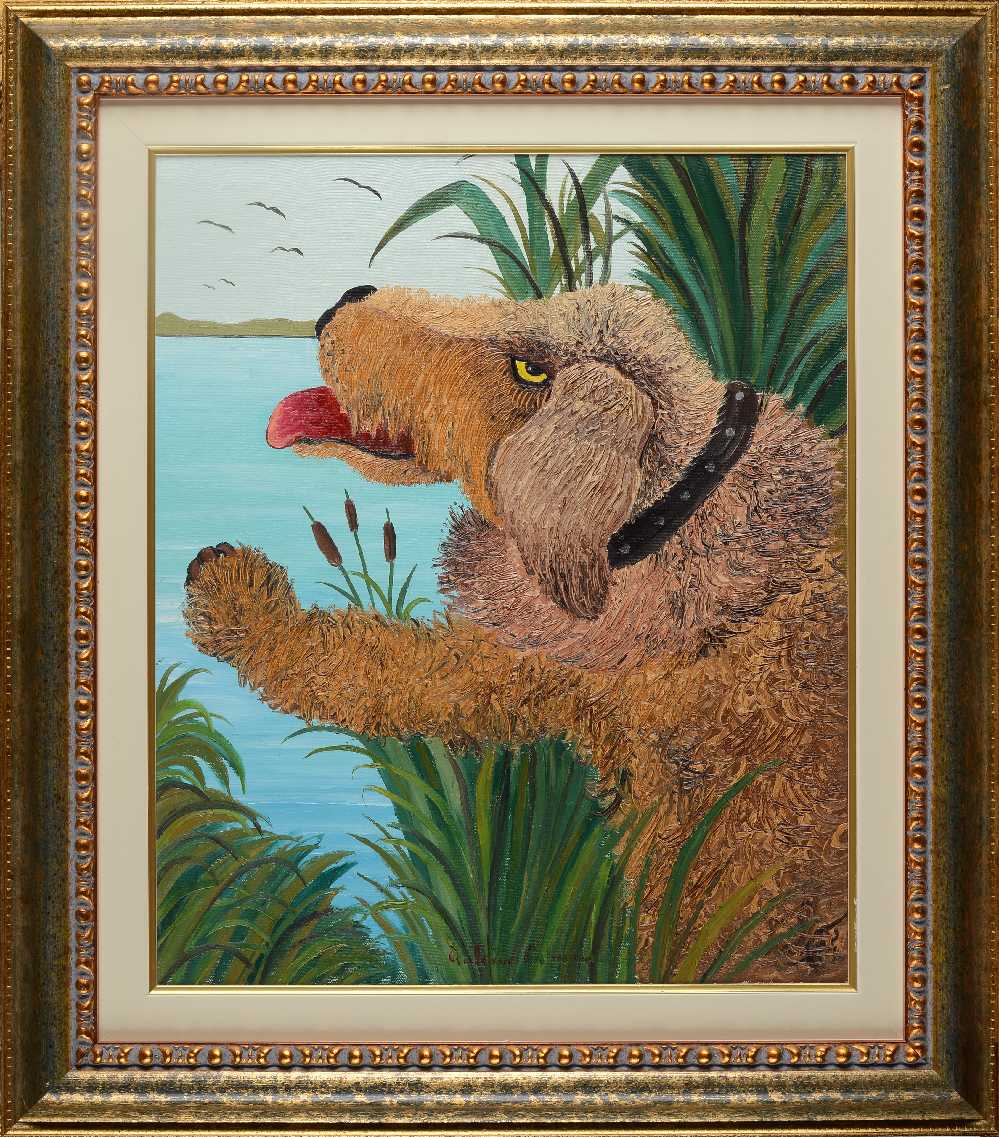 Antonio Capuzzo - Cane da caccia, olio su tela