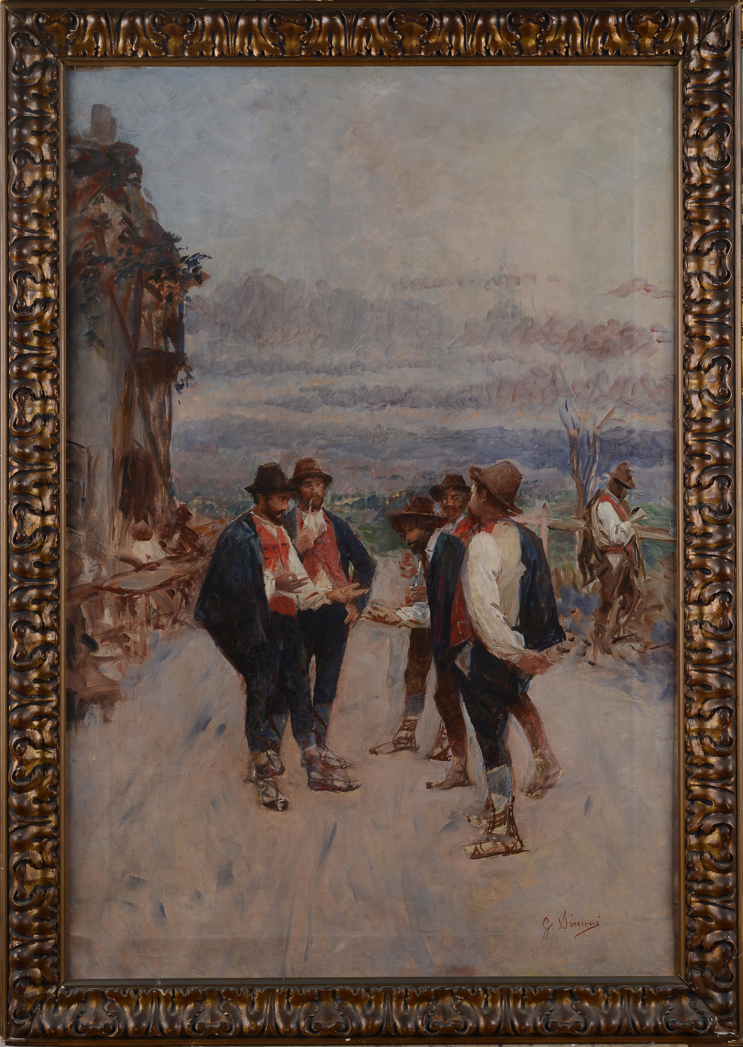 Gustavo Simoni - Gioco della Morra, olio su tela