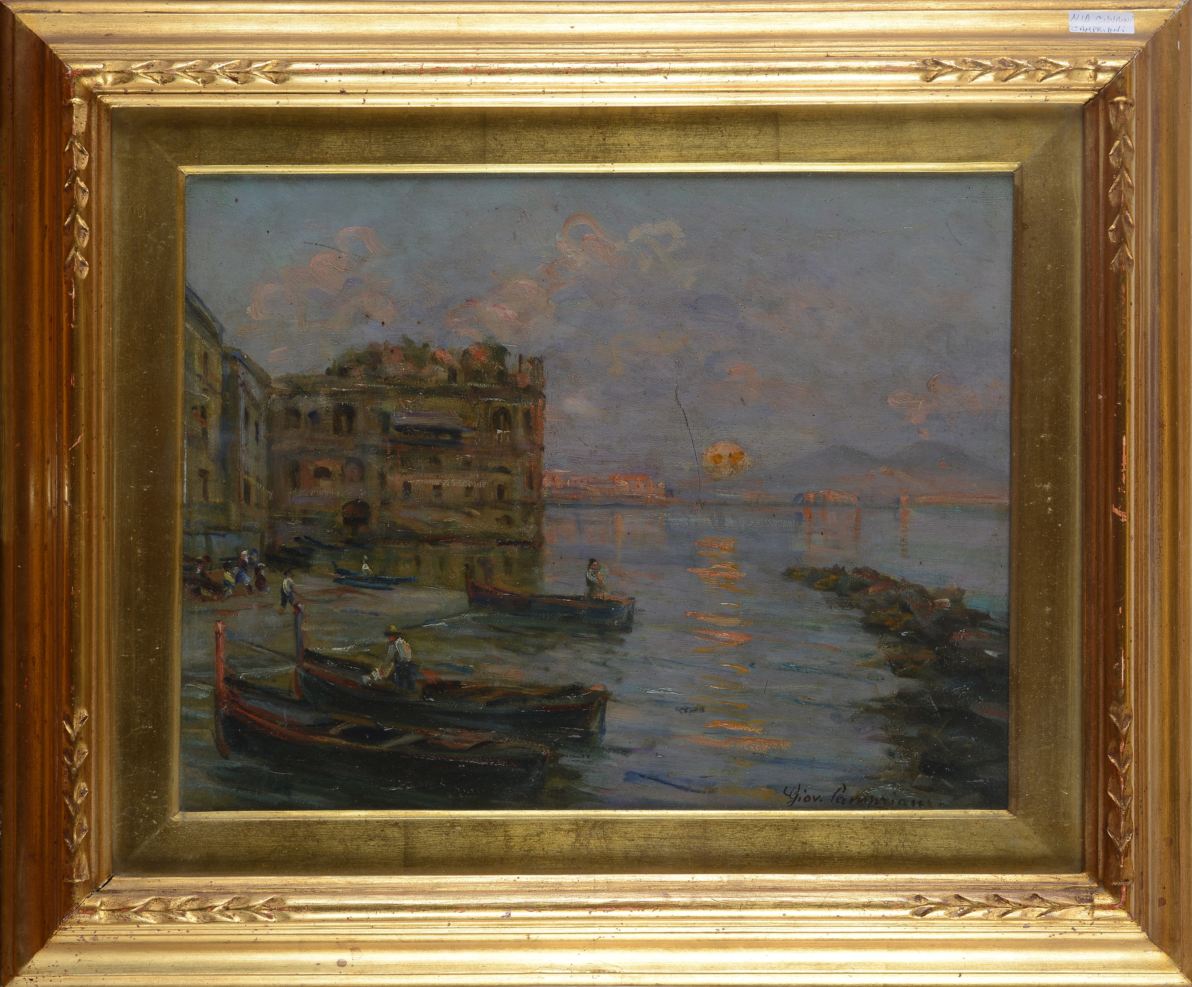 Giovanni Campriani - Palazzo Donn'Anna a Posillipo, olio su tavola