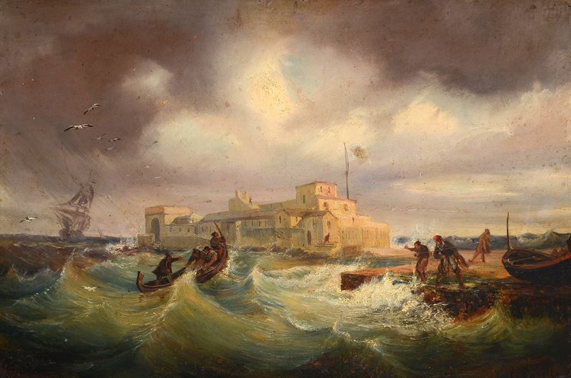 Consalvo Carelli - Castello di Palermo (olio su tavola, 1834)