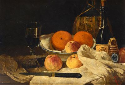 Anonimo, Natura morta, olio su cartone (1891)