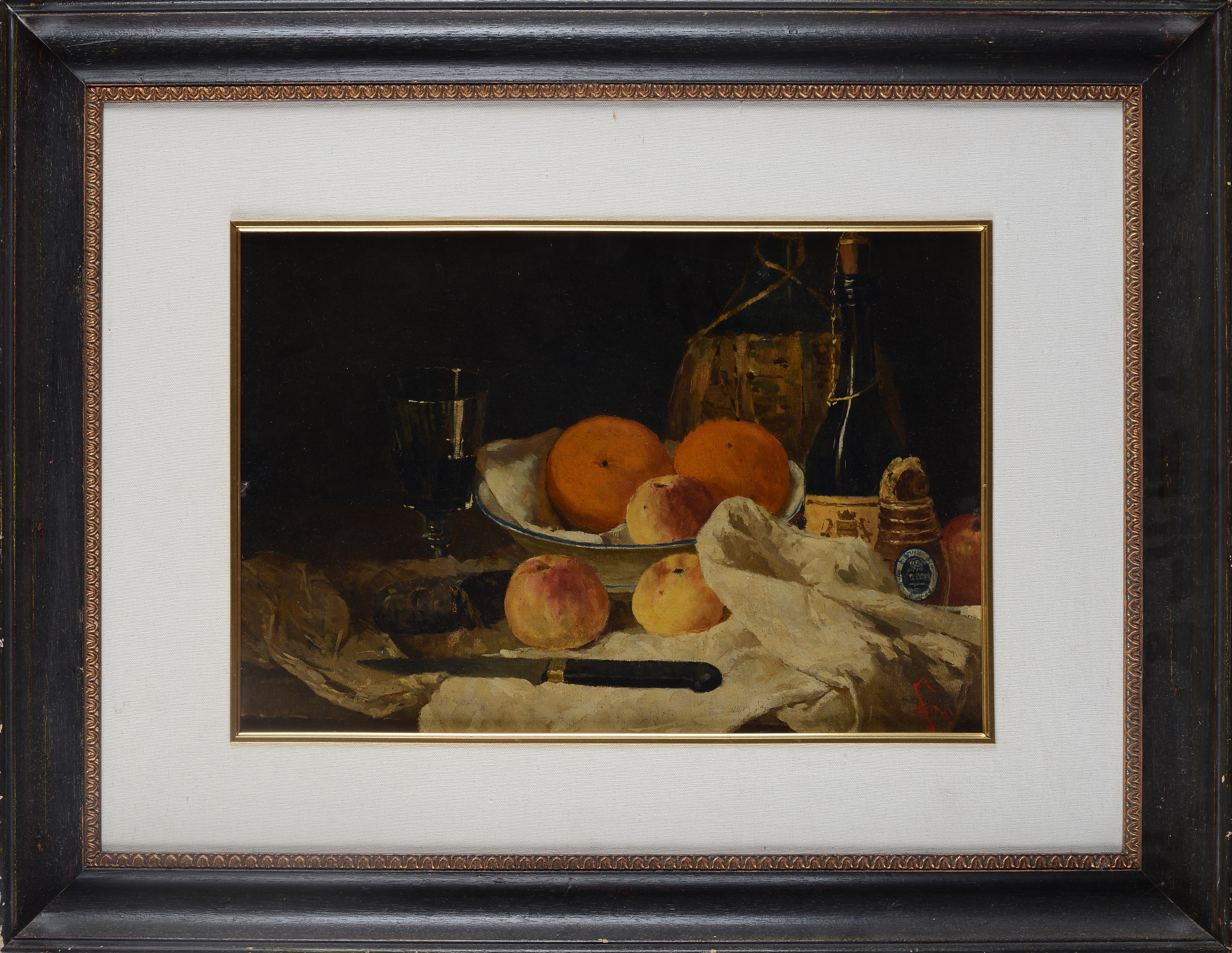 Anonimo, XIX Sec. - Anonimo, Natura morta, olio su cartone (1891)