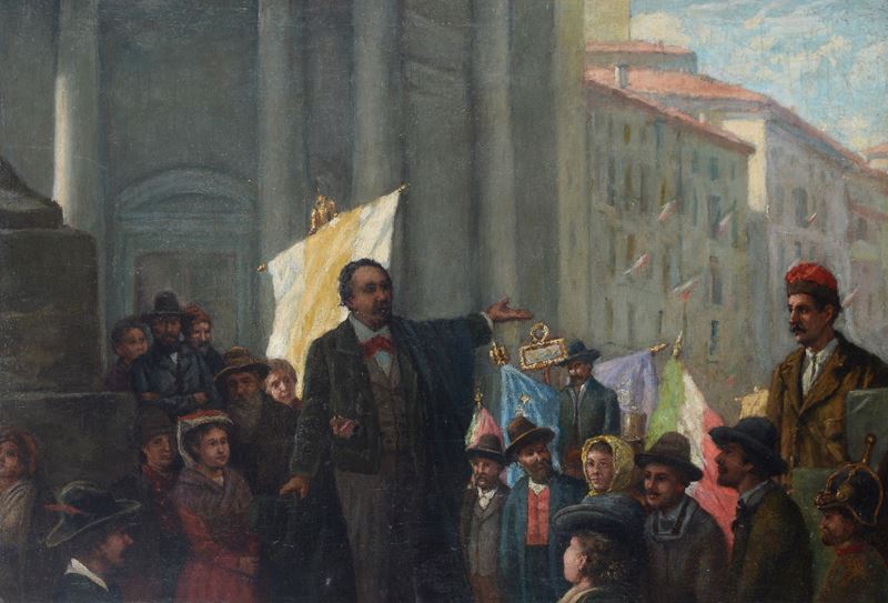 Attr. a Antonio Malchiodi - Ciceruacchio arringa la folla, olio su tela