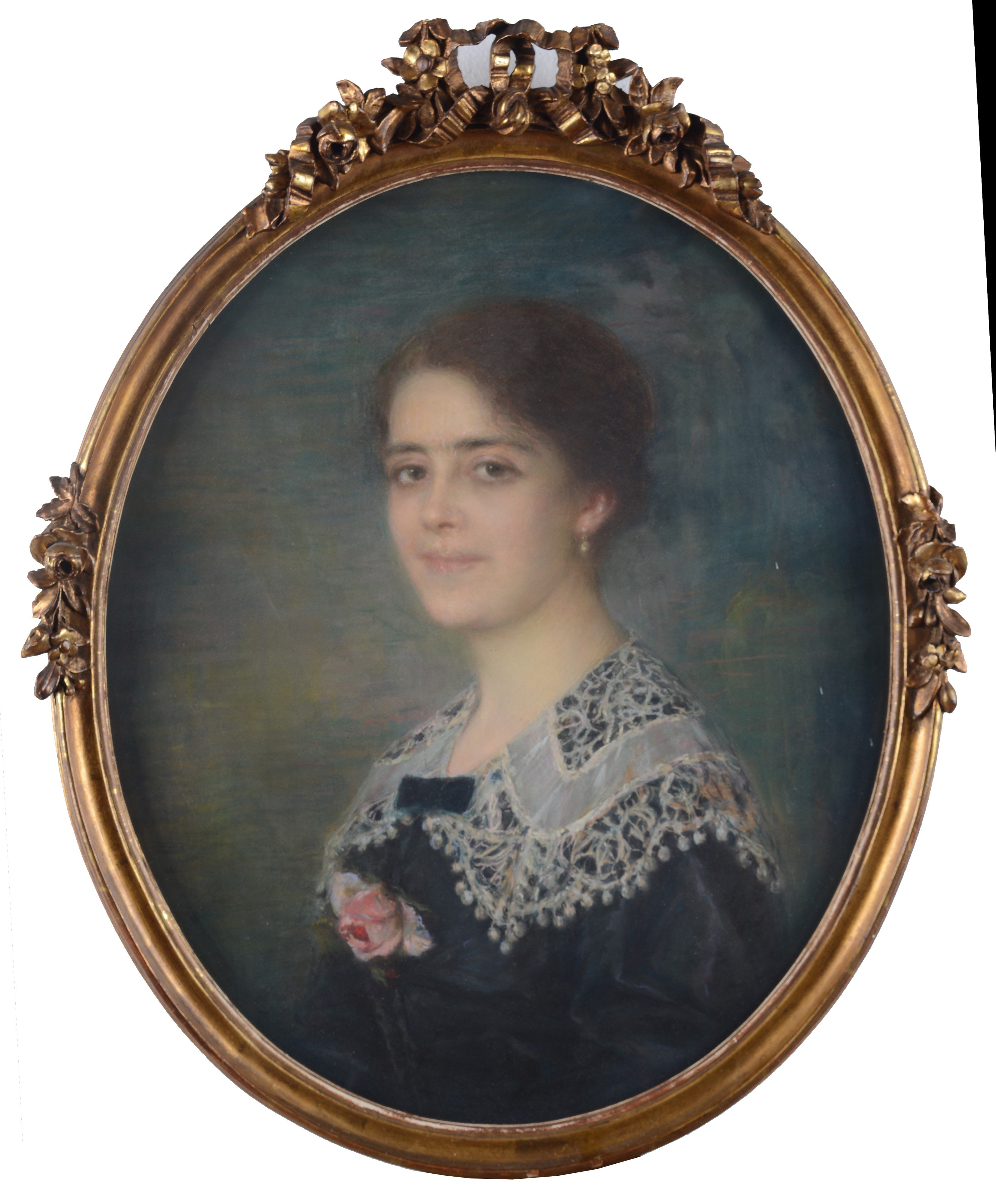 Anonimo, XIX Sec. - Anonimo XIX secolo, Ritratto di signora, pastelli su carta