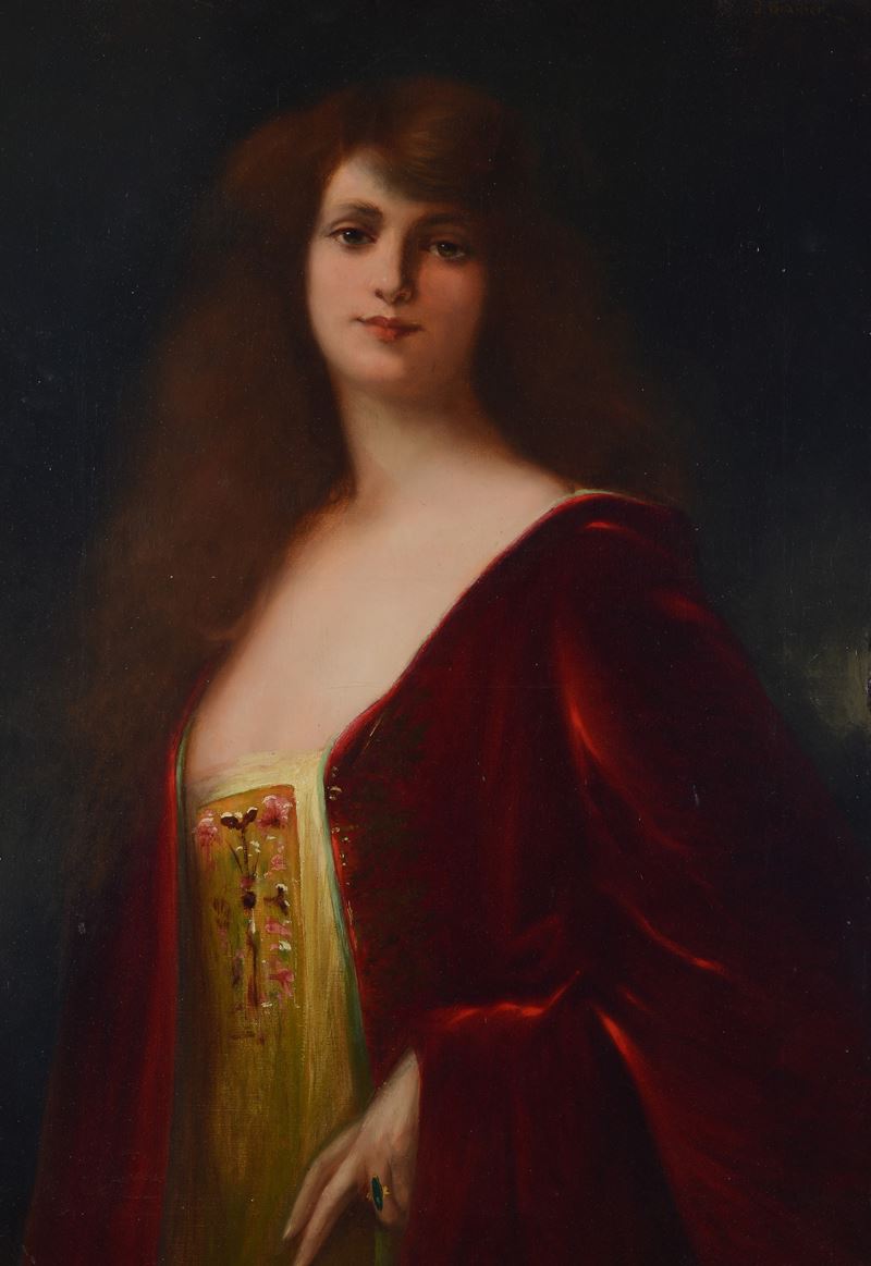 Scuola Francese, XIX Sec. - Scuola Francese, XIX secolo, Ritratto di signora, olio su tela