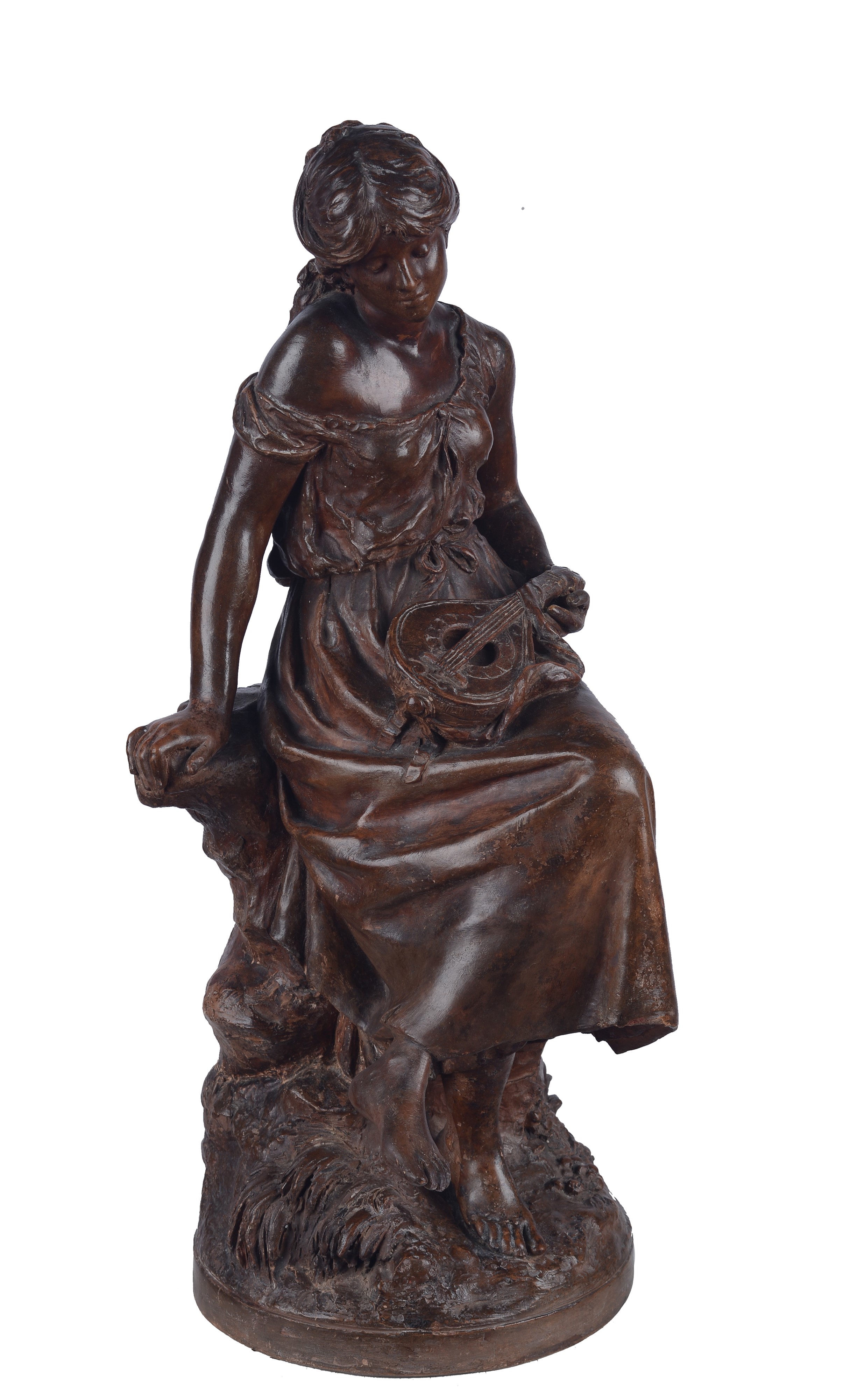 Auguste Moreau - Ragazza con mandolino, scultura in terracotta