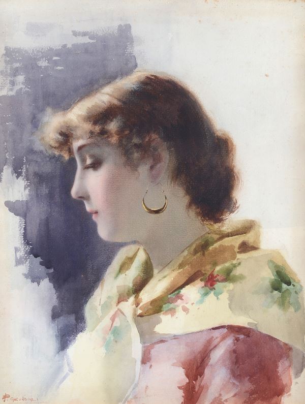Anonimo, XIX sec. - Profilo di ragazza