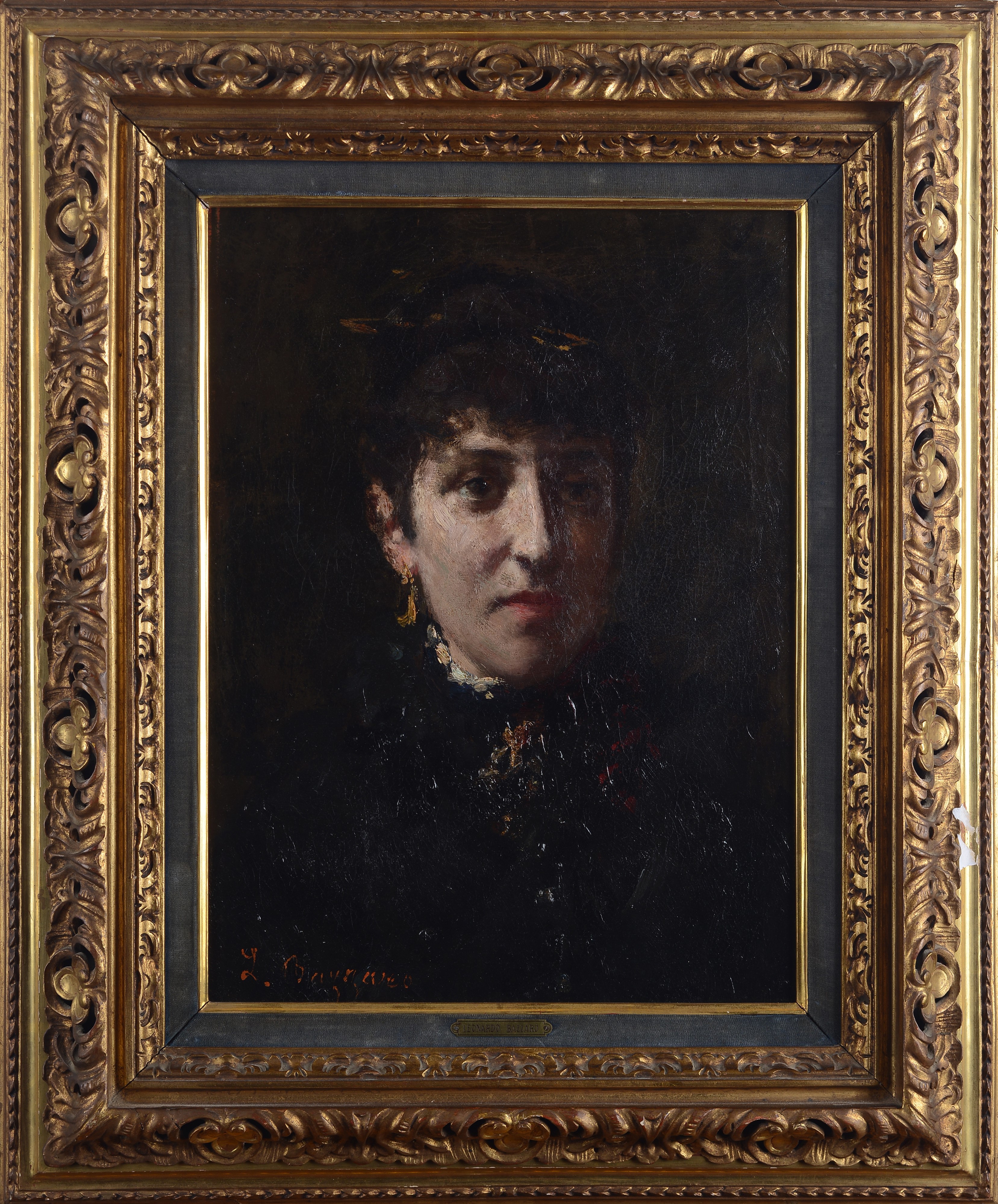 Leonardo Bazzaro - Ritratto di signora, olio su tela