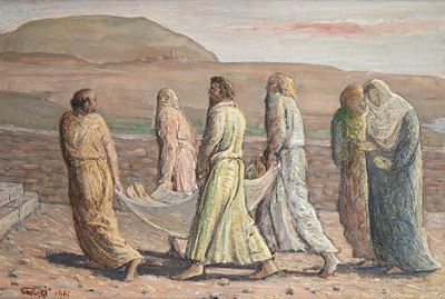 Verso il sepolcro, olio su masonite (1961)