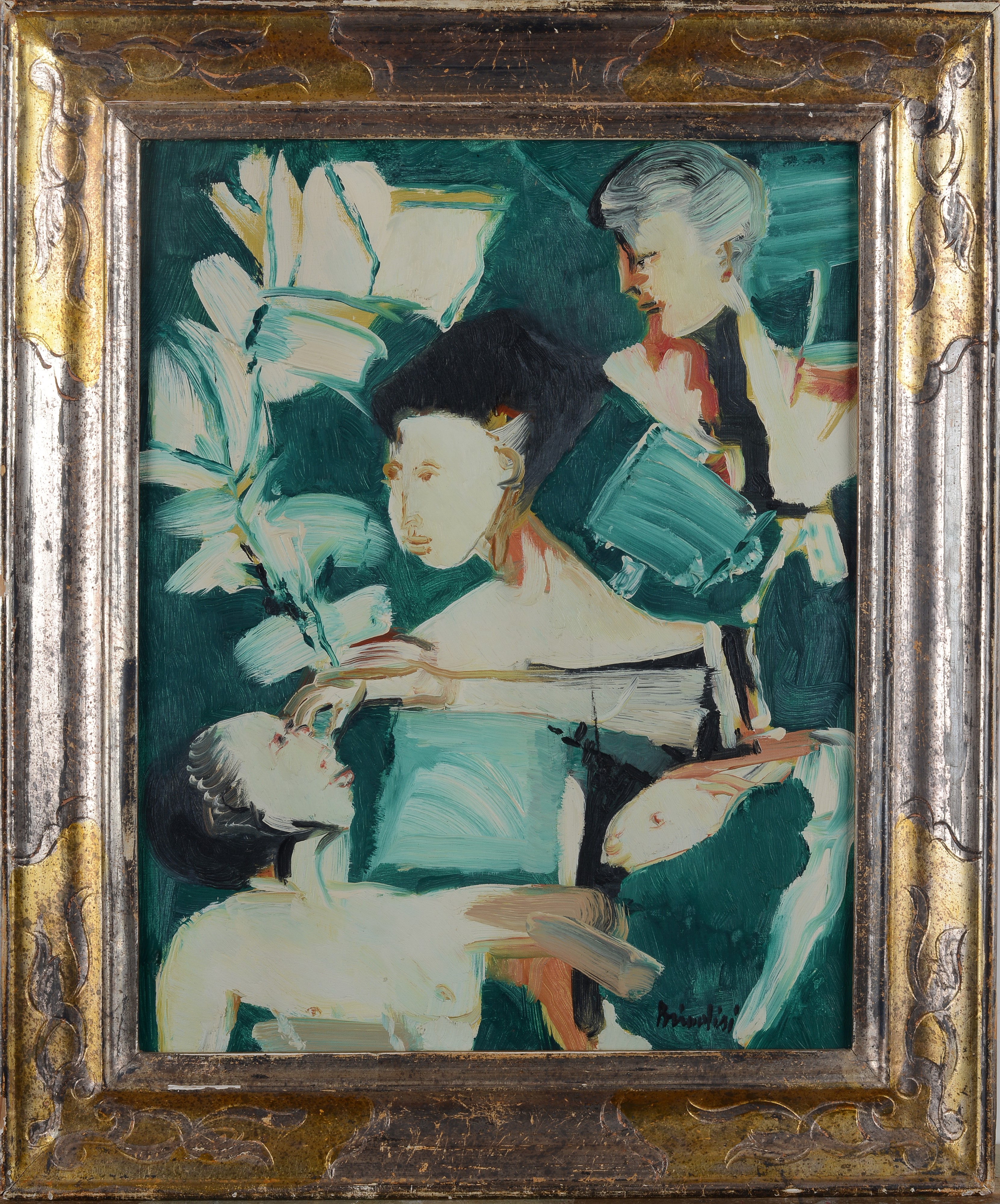 Remo Brindisi - Figure, olio su tela (anni '60)