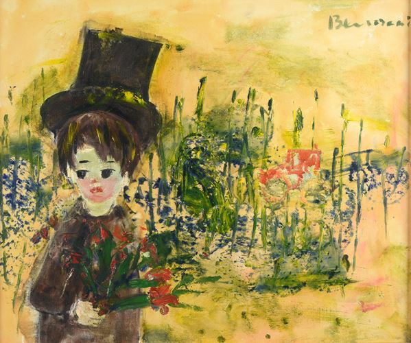 Franco Benocci - Ragazzo con cilindro e fiori