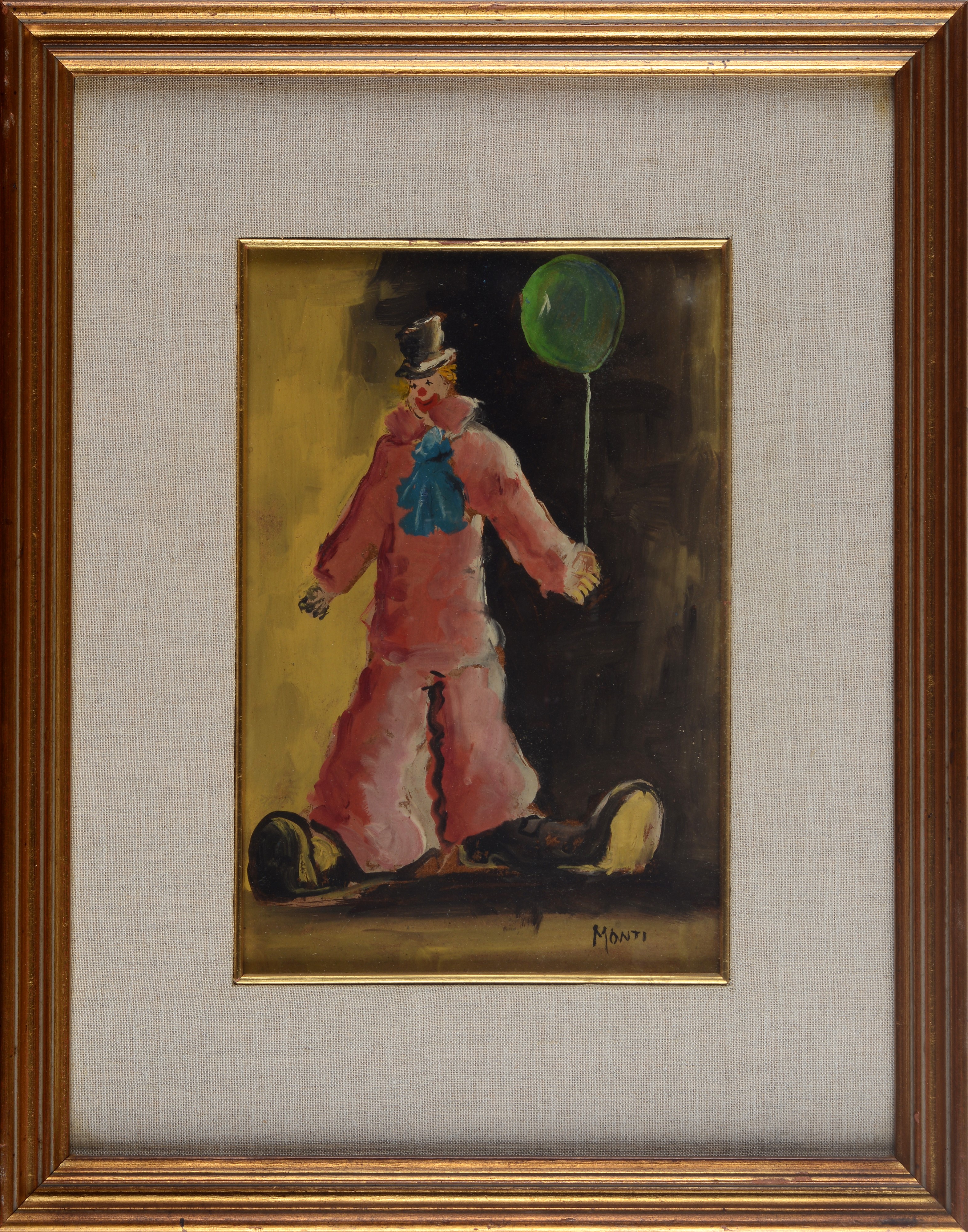 Anonimo, XX Sec. - Anonimo del XX secolo, Clown, olio su faesite