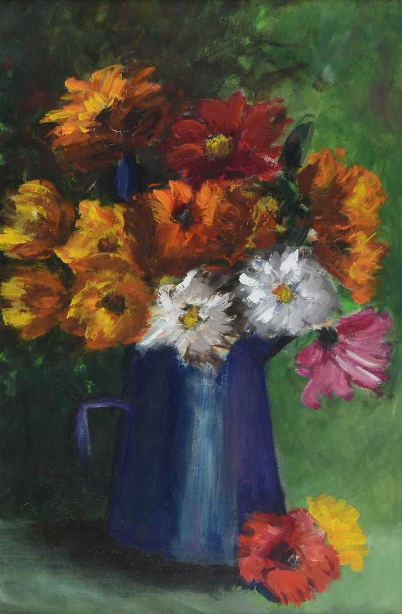 Anonimo, XX Sec. - Anonimo, Vaso di fiori, olio su tavola
